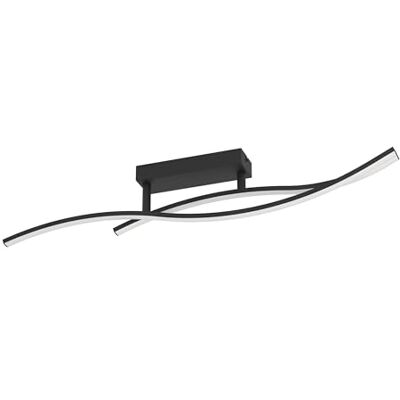 EGLO Grisolia Led-plafondlamp, woonkamerlamp, gebogen plafondverlichting Metaal en kunststof zwart neutraal wit, L 84,9 cm EGLO Grisolia Led-plafondlamp, woonkamerlamp, gebogen plafondverlichting Metaal en kunststof zwart neutraal wit, L 84,9 cm