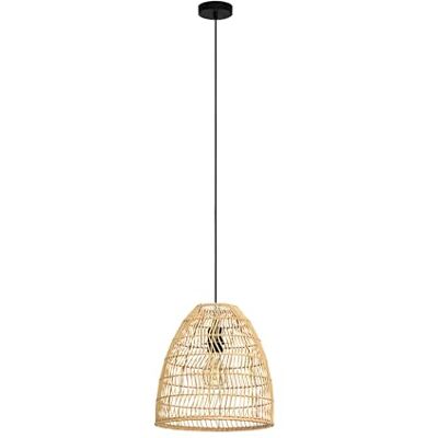 EGLO Ayesgarth Hanglamp, kroonluchter voor woonkamer en eetkamer, plafondlamp in boho-design, natuurlijk rotan en zwart metaal, fitting E27 EGLO Ayesgarth Hanglamp, kroonluchter voor woonkamer en eetkamer, plafondlamp in boho-design, natuurlijk rotan en zwart metaal, fitting E27