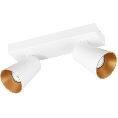Trio Leuchten wandspot SHARP 817100231, wit metaal mat, deksel goud/wit, behalve 2 x GU10 Trio Leuchten wandspot SHARP 817100231, wit metaal mat, deksel goud/wit, behalve 2 x GU10