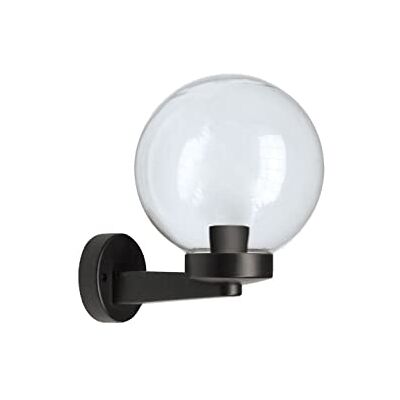 Velamp Wandlamp met buitenbol van PMMA, 200 mm, E27-fitting, transparant Sfera Vloerlamp voor tuin en buitenruimtes, IP44, extreem duurzaam en PMMA-lamp (niet meegeleverd) tot 40 Velamp Wandlamp met buitenbol van PMMA, 200 mm, E27-fitting, transparant Sfera Vloerlamp voor tuin en buitenruimtes, IP44, extreem duurzaam en PMMA-lamp (niet meegeleverd) tot 40