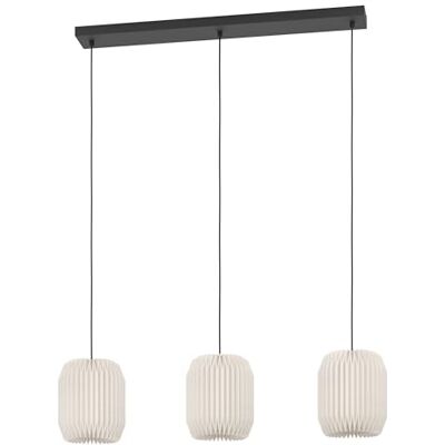 EGLO Belgrave Hanglamp, plafondlamp, Japanse stijl, kroonluchter voor eetkamer, 3 lampen, metaal en papier in wit, FSC-gecertificeerd, E27 fitting, 88 cm EGLO Belgrave Hanglamp, plafondlamp, Japanse stijl, kroonluchter voor eetkamer, 3 lampen, metaal en papier in wit, FSC-gecertificeerd, E27 fitting, 88 cm