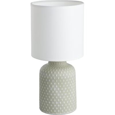EGLO Tafellamp Bellariva, tafellamp, bedlampje van keramiek in grijs, textiel in wit, woonkamerlamp, lamp met schakelaar, E14-fitting EGLO Tafellamp Bellariva, tafellamp, bedlampje van keramiek in grijs, textiel in wit, woonkamerlamp, lamp met schakelaar, E14-fitting