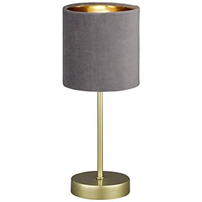 Fischer & Honsel Tafellamp, Aura, goud, stoffen lampenkap, fluweel, grijs/goudkleurig interieur, H: 34 cm, D: 13 cm, met touwschakelaar, 1 x E14 max. 25W 50494 Fischer & Honsel Tafellamp, Aura, goud, stoffen lampenkap, fluweel, grijs/goudkleurig interieur, H: 34 cm, D: 13 cm, met touwschakelaar, 1 x E14 max. 25W 50494