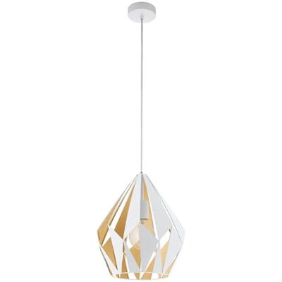 EGLO hanglamp Carlton 1, 1-pits vintage hanglamp, retro hanglamp gemaakt van staal, kleur: wit, honinggoud, fitting: E27, Ø 31 cm EGLO hanglamp Carlton 1, 1-pits vintage hanglamp, retro hanglamp gemaakt van staal, kleur: wit, honinggoud, fitting: E27, Ø 31 cm