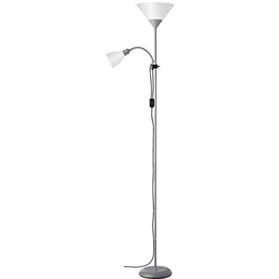 Brilliant Spari Uplighter leesarm zilver/wit, 1 x A60, E27, 60 W, geschikt voor standaardlampen (niet inbegrepen), schaal A++ tot E, met koordschakelaar Brilliant Spari Uplighter leesarm zilver/wit, 1 x A60, E27, 60 W, geschikt voor standaardlampen (niet inbegrepen), schaal A++ tot E, met koordschakelaar