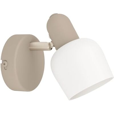 EGLO Corato binnenwandlamp, leeslamp met draaibare spot, lamp voor woonkamer en slaapkamer, metaal in zandkleur en zilver, ondoorzichtig wit glas, E14 fitting EGLO Corato binnenwandlamp, leeslamp met draaibare spot, lamp voor woonkamer en slaapkamer, metaal in zandkleur en zilver, ondoorzichtig wit glas, E14 fitting