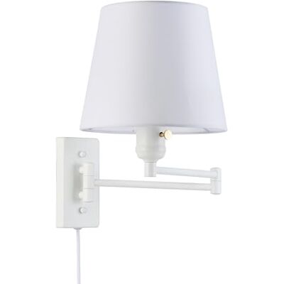 B·LED BARCELONA LED BarcelonaLED wandlamp met scharnierarm Nordic wit modern met stekkerkabel en schakelaar stoffen kap wit E27 fitting voor lezen slaapkamer nachtkastje hotel B·LED BARCELONA LED BarcelonaLED wandlamp met scharnierarm Nordic wit modern met stekkerkabel en schakelaar stoffen kap wit E27 fitting voor lezen slaapkamer nachtkastje hotel