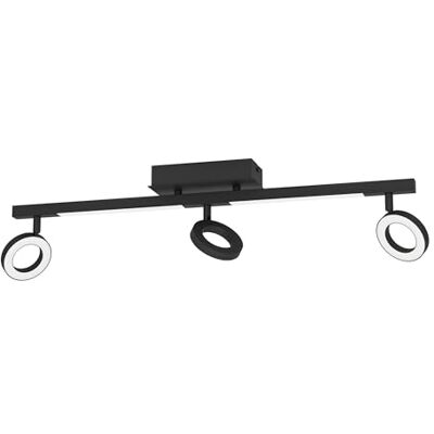 EGLO Cardillio led-spot-rail, 3 spots draaibaar, draaibare spots, plafondlamp van kunststof en metaal, zwart, warmwitte plafondlamp EGLO Cardillio led-spot-rail, 3 spots draaibaar, draaibare spots, plafondlamp van kunststof en metaal, zwart, warmwitte plafondlamp