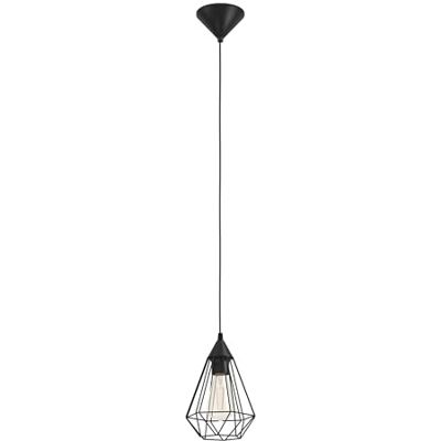 EGLO hanglamp Tarbes, 1 vintage gloeilamp van staal en kunststof, kleur: zwart, voet: E27, diameter: 17,5 cm. EGLO hanglamp Tarbes, 1 vintage gloeilamp van staal en kunststof, kleur: zwart, voet: E27, diameter: 17,5 cm.
