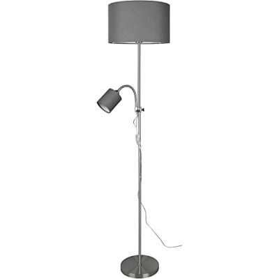 RL LIVE YOUR LIGHT Reality Leuchten Owen R40192007 Vloerlamp metaal mat nikkel en stoffen kap grijs E27 en E14 RL LIVE YOUR LIGHT Reality Leuchten Owen R40192007 Vloerlamp metaal mat nikkel en stoffen kap grijs E27 en E14