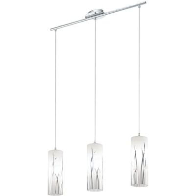 EGLO Hanglamp Rivato, 3 lichtpunten, modern, elegant, hanglamp van staal en glas met decoratie in chroom, wit, eettafellamp, woonkamerlamp hangend met E27-fitting EGLO Hanglamp Rivato, 3 lichtpunten, modern, elegant, hanglamp van staal en glas met decoratie in chroom, wit, eettafellamp, woonkamerlamp hangend met E27-fitting