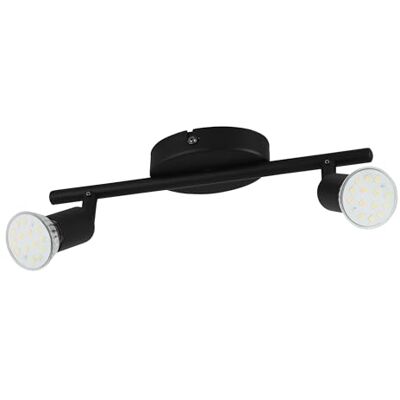 EGLO Buzz-LED, led-plafondlamp, 2 lichtpunten, metalen plafondspot, woonkamerlamp in zwart, keukenlamp, LED-spots met GU10-fitting, lengte 28,5 cm EGLO Buzz-LED, led-plafondlamp, 2 lichtpunten, metalen plafondspot, woonkamerlamp in zwart, keukenlamp, LED-spots met GU10-fitting, lengte 28,5 cm