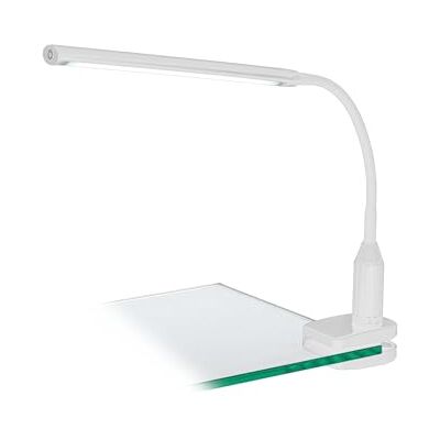 EGLO Laroa led-klemlamp, klemlamp met touch, dimbaar in standen, neutraal wit, bureaulamp van kunststof, klemspot in wit, led-leeslamp met klem EGLO Laroa led-klemlamp, klemlamp met touch, dimbaar in standen, neutraal wit, bureaulamp van kunststof, klemspot in wit, led-leeslamp met klem