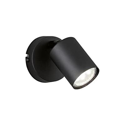 Fischer & Honsel Vano 30368 led-wandlamp met enkele schakelaar voor woonkamer, hal, slaapkamer, GU10-fitting, metaal, zandzwart, 8 x 11 cm Fischer & Honsel Vano 30368 led-wandlamp met enkele schakelaar voor woonkamer, hal, slaapkamer, GU10-fitting, metaal, zandzwart, 8 x 11 cm