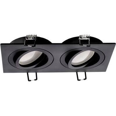 EDO Inbouwspot, plafond, dubbel, draaibaar, CERI, vierkante spot, zwart, 35 W, led-inbouwlamp, GU10, moderne plafondspot, binnenverlichting voor woonkamer, keuken, hal, kantoor, zonder gloeilamp EDO Inbouwspot, plafond, dubbel, draaibaar, CERI, vierkante spot, zwart, 35 W, led-inbouwlamp, GU10, moderne plafondspot, binnenverlichting voor woonkamer, keuken, hal, kantoor, zonder gloeilamp