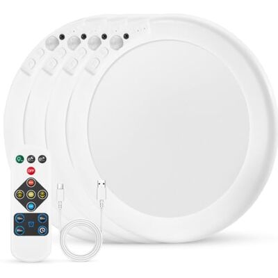 Combuh Led-plafondlamp voor badkamer, bewegingsmelder, plafondlamp, garage, oplaadbaar, draadloos, werkt op batterijen, verlichting zonder boren, met afstandsbediening, voor woonkamer, kelder, rond, 4 stuks Combuh Led-plafondlamp voor badkamer, bewegingsmelder, plafondlamp, garage, oplaadbaar, draadloos, werkt op batterijen, verlichting zonder boren, met afstandsbediening, voor woonkamer, kelder, rond, 4 stuks
