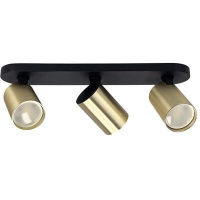 EDO Plafondspot, draaibaar, zwart en goud, MALGA ELEGANT 3 plafondlamp, 3 spots, met GU10-fitting, moderne plafondverlichting, plafondlamp, 230 V, spot bar voor woonkamer, slaapkamer EDO Plafondspot, draaibaar, zwart en goud, MALGA ELEGANT 3 plafondlamp, 3 spots, met GU10-fitting, moderne plafondverlichting, plafondlamp, 230 V, spot bar voor woonkamer, slaapkamer