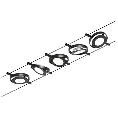 Paulmann 94418 CorDuo LED Seilsytem Set RoundMac DC incl. 5 x 4,5 Watt uitbreidbaar mat zwart, chroom staalkabel 3000 K Paulmann 94418 CorDuo LED Seilsytem Set RoundMac DC incl. 5 x 4,5 Watt uitbreidbaar mat zwart, chroom staalkabel 3000 K