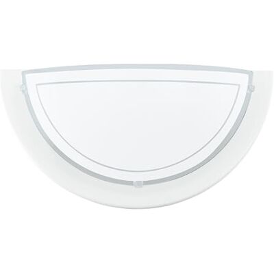 EGLO Wandlamp Planet 1, 1-pits wandlamp modern, wandlamp van staal en glas, woonkamerlamp wit en helder, hallamp met E27 fitting EGLO Wandlamp Planet 1, 1-pits wandlamp modern, wandlamp van staal en glas, woonkamerlamp wit en helder, hallamp met E27 fitting