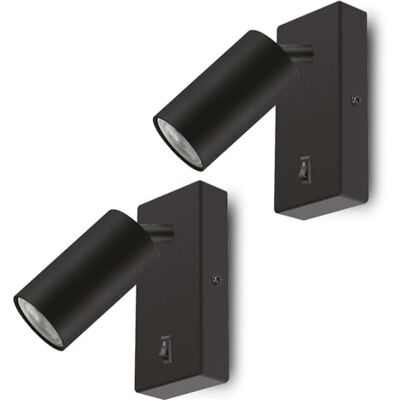 Maclean MCE369 Set van 2 GU10 wandlampen met schakelaar max. 40 W Draaispot Modern design voor woonkamer, slaapkamer en hal 55 x 100 mm (zwart, 2 stuks met 7 W warmwitte lamp) Maclean MCE369 Set van 2 GU10 wandlampen met schakelaar max. 40 W Draaispot Modern design voor woonkamer, slaapkamer en hal 55 x 100 mm (zwart, 2 stuks met 7 W warmwitte lamp)