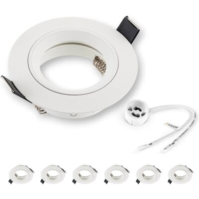 SEBSON 6x Inbouwspot incl. GU10 Fitting (LED/Halogeen) Boorgat Ø65mm, Wit Mat Aluminium, Plafondspot Ø80x24mm SEBSON 6x Inbouwspot incl. GU10 Fitting (LED/Halogeen) Boorgat Ø65mm, Wit Mat Aluminium, Plafondspot Ø80x24mm