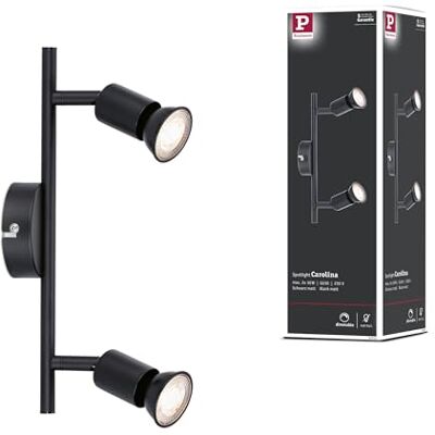 Paulmann 66756 Plafondlamp Carolina 2 lampen max. 2 x 10 W mat zwart metalen spot GU10 spot zonder lamp Paulmann 66756 Plafondlamp Carolina 2 lampen max. 2 x 10 W mat zwart metalen spot GU10 spot zonder lamp