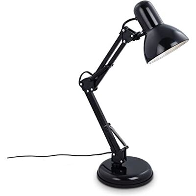 Briloner Draaibare bureaulamp, tafellamp met draadschakelaar, retro tafellamp E14 fitting, 546 x 224 mm (DxH), zwart Briloner Draaibare bureaulamp, tafellamp met draadschakelaar, retro tafellamp E14 fitting, 546 x 224 mm (DxH), zwart