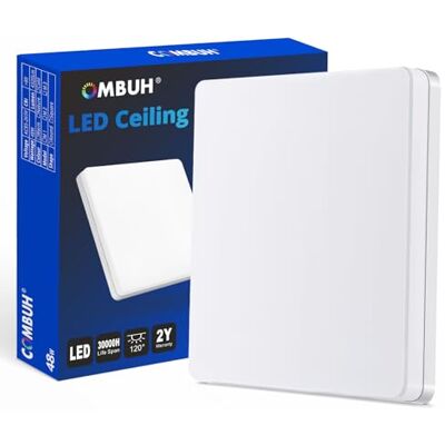 Combuh 48 W led-plafondlamp, badkamerverlichting voor binnen, woonkamerlamp, 4320 lm, natuurlijke keukenlamp, 30 cm, vierkante plafondlamp, plafondlamp, voor slaapkamer, toilet en buiten Combuh 48 W led-plafondlamp, badkamerverlichting voor binnen, woonkamerlamp, 4320 lm, natuurlijke keukenlamp, 30 cm, vierkante plafondlamp, plafondlamp, voor slaapkamer, toilet en buiten