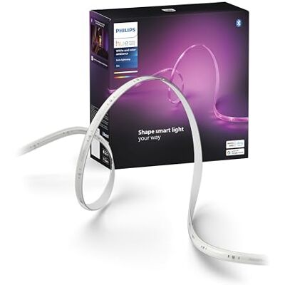 Philips Indoor Ledstrip, verpakking van 1 stuk van 5 meter, Solo Lightstrip basisset, te bedienen met Hue App, de ledstrips werken met Alexa, Google Assistant en Apple HomeKit Philips Indoor Ledstrip, verpakking van 1 stuk van 5 meter, Solo Lightstrip basisset, te bedienen met Hue App, de ledstrips werken met Alexa, Google Assistant en Apple HomeKit