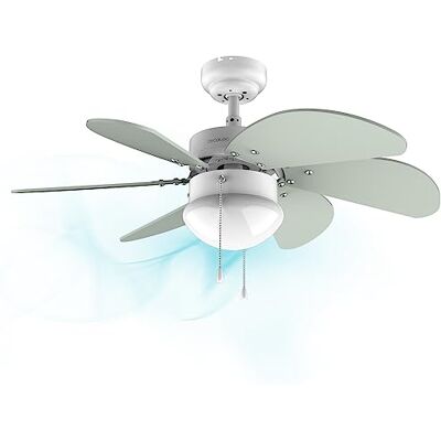 Cecotec EnergySilence 3600 Vision Mint Plafondventilator 50 W, diameter 92 cm, lamp, 3 snelheden, 6 omkeerbare rotorbladen, zomer-/winterfunctie, kettingschakelaar, wit/mint Cecotec EnergySilence 3600 Vision Mint Plafondventilator 50 W, diameter 92 cm, lamp, 3 snelheden, 6 omkeerbare rotorbladen, zomer-/winterfunctie, kettingschakelaar, wit/mint