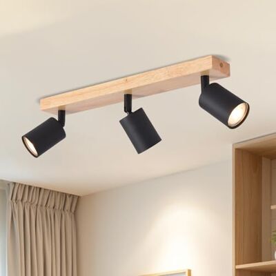 LVWIT Plafondlamp met 3 ledlampen, GU10, binnenverlichting, zwart, plafondlamp van hout met rechthoekige basis, wandlamp, woonkamer, kroonluchter slaapkamer (zonder lampen) LVWIT Plafondlamp met 3 ledlampen, GU10, binnenverlichting, zwart, plafondlamp van hout met rechthoekige basis, wandlamp, woonkamer, kroonluchter slaapkamer (zonder lampen)