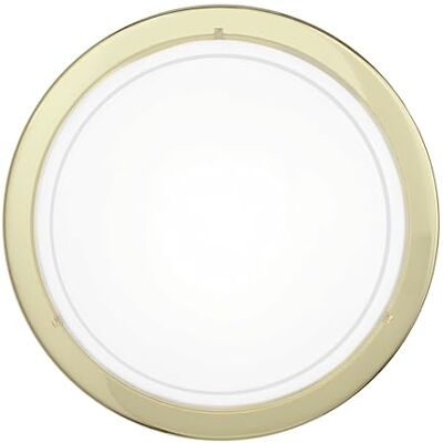 EGLO Planet 1 Plafondlamp met 1 fitting, wandlamp van staal, kleur: messing, glas: wit gelakt, fitting: E27 EGLO Planet 1 Plafondlamp met 1 fitting, wandlamp van staal, kleur: messing, glas: wit gelakt, fitting: E27