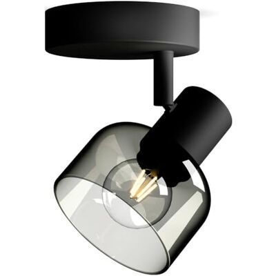 Philips Sleet Spot Wandspot Zwart Met gerookt glas Kleine fitting E14 Philips Sleet Spot Wandspot Zwart Met gerookt glas Kleine fitting E14