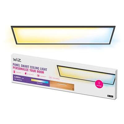 WiZ Plafondlamp LED Paneel 120 cm lang Gekleurd en Wit Licht Slimme LED Verlichting 36W Rechthoekig Zwart WiZ Plafondlamp LED Paneel 120 cm lang Gekleurd en Wit Licht Slimme LED Verlichting 36W Rechthoekig Zwart