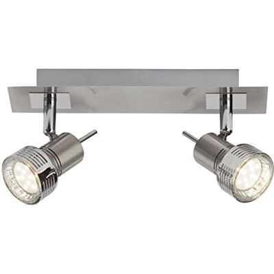 Brilliant G34729/77 LED-lampen, 2 lampen, Kassandra, 3 W, GU10, metaal, staal/chroom, 2,5 W Brilliant G34729/77 LED-lampen, 2 lampen, Kassandra, 3 W, GU10, metaal, staal/chroom, 2,5 W