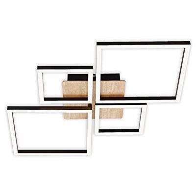Briloner Leuchten 3128-014 dimbare led-plafondlamp, 48 W, 4000 lm, 3000 K, zwart/hout, 750 x 470 x 73 mm Briloner Leuchten 3128-014 dimbare led-plafondlamp, 48 W, 4000 lm, 3000 K, zwart/hout, 750 x 470 x 73 mm