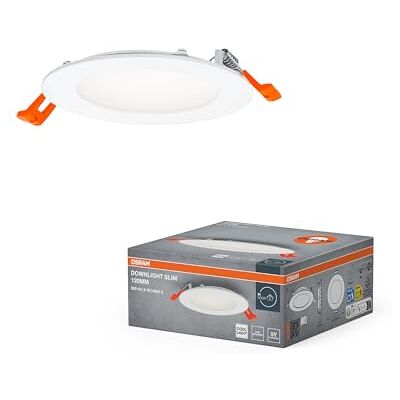 OSRAM Downlight Slim 120 mm, led-inbouwspot, 8 W, neutraal wit 4000 K, 550 lumen, slank design, IP20, eenvoudige installatie voor woonkamers en keukens OSRAM Downlight Slim 120 mm, led-inbouwspot, 8 W, neutraal wit 4000 K, 550 lumen, slank design, IP20, eenvoudige installatie voor woonkamers en keukens