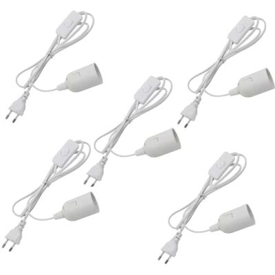 LNGJIN Set van 5 fittingen e27 met schakelaar en netsnoer wit EU-stekker Voor lampophanging, hanglamp, plafondlamp LNGJIN Set van 5 fittingen e27 met schakelaar en netsnoer wit EU-stekker Voor lampophanging, hanglamp, plafondlamp