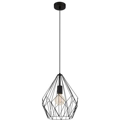 EGLO pendellamp CARLTON, 1 lichtbron Vintage pendelarmatuur, retro hanglamp van staal, kleur: zwart, fitting: E27 EGLO pendellamp CARLTON, 1 lichtbron Vintage pendelarmatuur, retro hanglamp van staal, kleur: zwart, fitting: E27