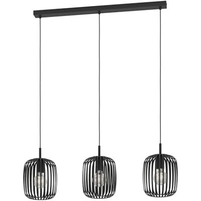 EGLO Romazzina Hanglamp, kroonluchter met 3 lampen voor woonkamer en eetkamer, hanglamp van metaal, zwart, plafondlamp met E27-fitting EGLO Romazzina Hanglamp, kroonluchter met 3 lampen voor woonkamer en eetkamer, hanglamp van metaal, zwart, plafondlamp met E27-fitting