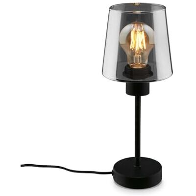 Briloner Bedlamp, rookglas, kabelschakelaar, E27 tafellamp voor thuiskantoor, leeslamp, zwart Briloner Bedlamp, rookglas, kabelschakelaar, E27 tafellamp voor thuiskantoor, leeslamp, zwart