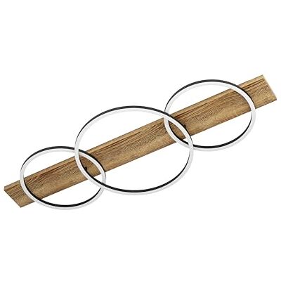 EGLO Boyal Led-plafondlamp, 3 lichtpunten, vintage, rustiek, modern, plafondlamp van staal, hout en kunststof, voor keuken of hal, zwart, bruin, wit, lengte 101 cm EGLO Boyal Led-plafondlamp, 3 lichtpunten, vintage, rustiek, modern, plafondlamp van staal, hout en kunststof, voor keuken of hal, zwart, bruin, wit, lengte 101 cm