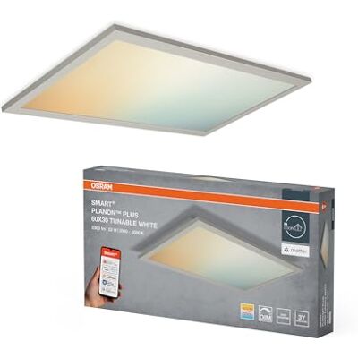 OSRAM SMART+ PLANON PLUS TUNABLE WHITE LED PANEL 600x300mm 3000-6500K SMART+ MATTER Planon Plus Tunable White, Indoor Wall Lighting, Blanc, 25000 h, Pack de 1 OSRAM SMART+ PLANON PLUS TUNABLE WHITE LED PANEL 600x300mm 3000-6500K SMART+ MATTER Planon Plus Tunable White, Indoor Wall Lighting, Blanc, 25000 h, Pack de 1