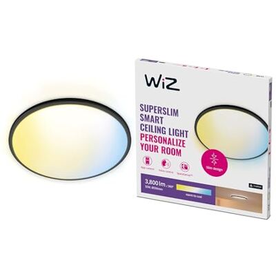 WiZ Plafondlamp SuperSlim Diameter: 55 cm Warm- tot Koelwit Licht Slimme LED Verlichting Geïntegreerde LED 32W Zwart Wi-Fi WiZ Plafondlamp SuperSlim Diameter: 55 cm Warm- tot Koelwit Licht Slimme LED Verlichting Geïntegreerde LED 32W Zwart Wi-Fi