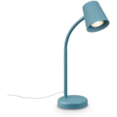 Briloner Bedlamp, draaibare bureaulamp, GU10 tafellamp voor thuiskantoor met kabelschakelaar, leeslamp, duifblauw Briloner Bedlamp, draaibare bureaulamp, GU10 tafellamp voor thuiskantoor met kabelschakelaar, leeslamp, duifblauw