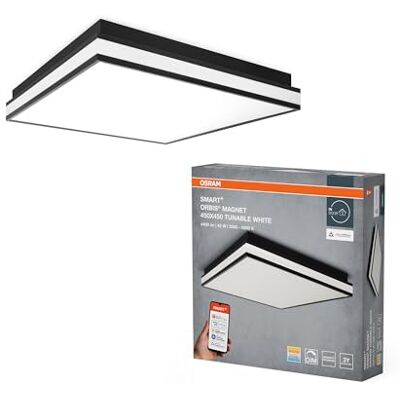 OSRAM SMART+ Matter magneet led-plafondlamp, zwart, 450 x 450 mm, 42 W, 2500 lm, TW 3000-6500 K, WiFi, Alexa SMART+ MATTER Magnet, Indoor Wall Lighting, Noir, 30000 h, Pack de 1 OSRAM SMART+ Matter magneet led-plafondlamp, zwart, 450 x 450 mm, 42 W, 2500 lm, TW 3000-6500 K, WiFi, Alexa SMART+ MATTER Magnet, Indoor Wall Lighting, Noir, 30000 h, Pack de 1