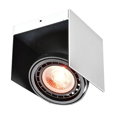 GTV VERSO Plafondlamp ES111, behuizing wit/zwart van aluminium, draaibaar, GU10, IP20, 15,5 × 14 × 13 cm, opbouwmontage en accentlicht voor woonkamer, keuken en eetkamer, verlichting GTV VERSO Plafondlamp ES111, behuizing wit/zwart van aluminium, draaibaar, GU10, IP20, 15,5 × 14 × 13 cm, opbouwmontage en accentlicht voor woonkamer, keuken en eetkamer, verlichting