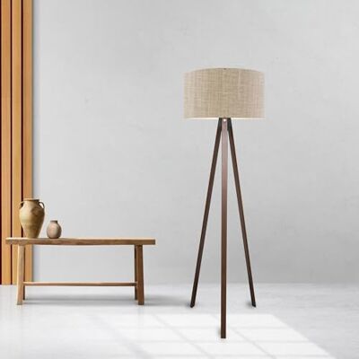 lux.pro Stijlvolle vloerlamp, driepoot, lamp op poot, MDF, stof, fitting E27, hoogte 140 cm, houteffect, lichtbruin lux.pro Stijlvolle vloerlamp, driepoot, lamp op poot, MDF, stof, fitting E27, hoogte 140 cm, houteffect, lichtbruin