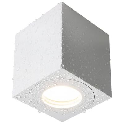 EDO Witte opbouwspot, IP44, vierkant, 80 x 80 x 95 mm, LARKS, plafondlamp voor badkamer, led-inbouwspot, plafond 230 V, met GU10-fitting, verstelbare downlight, aluminium, lamp voor balkon en keuken EDO Witte opbouwspot, IP44, vierkant, 80 x 80 x 95 mm, LARKS, plafondlamp voor badkamer, led-inbouwspot, plafond 230 V, met GU10-fitting, verstelbare downlight, aluminium, lamp voor balkon en keuken
