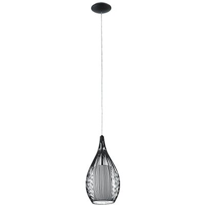 EGLO Hanglamp Razoni, 1-pits moderne hanglamp, Materiaal: staal, glas: satijn, Kleur: zwart, Fitting: E27 EGLO Hanglamp Razoni, 1-pits moderne hanglamp, Materiaal: staal, glas: satijn, Kleur: zwart, Fitting: E27